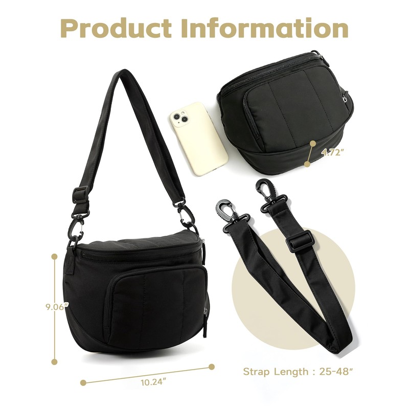 WOOMADA Puffy Crossbody Bag Bum Bag for Women, Fanny Pack