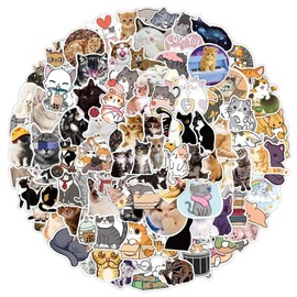 Kabwea Pack of 100 Cute Cat Stickers, Accessories for Journaling, Books and Laptops, Stickers, Stickers Aesthetic, Cat Stickers