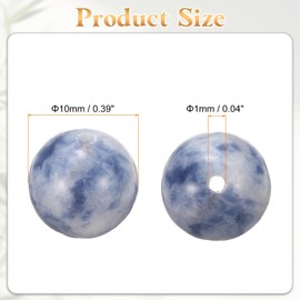 sourcing map 50pcs Natural Stone Beads 10mm Blue Spot Round Gemstone Stone Loose Beading Real Genuine Smooth Balls Bead for Jewelry Making Bracelets Necklace Earrings DIY
