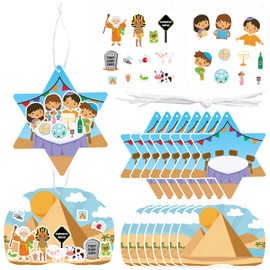Haooryx 48Pcs Make a Passover Scene Sticker Ornament Kids DIY Passover Scene Paper Craft Hanging Ornaments Decoration for Pesach Jewish Holiday Party Supplies Passover Seder Meal Home Decor