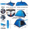 GlareWheel Instant Pop Up Tent 5 Person Blue