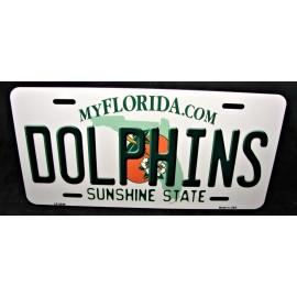 DIGIART INTERNATIONAL FLORIDA STATE DOLPHINS METAL CAR NOVELTY LICENSE PLATE AUTO TAG
