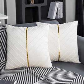 Jayusaror Cushion Cover, 50 x 50 cm, Velvet Beige Decorative Cushion Cover, Gold Decorative Cushion Cover, Soft Cushion Covers, Modern Decorative Cushion Cover for Sofa, Couch, Bedroom, Living Room,