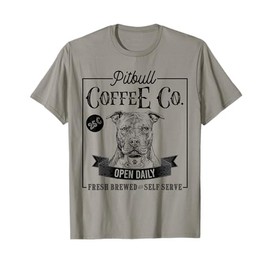 Retro Pit Bull Coffee Funny Dog Pittie Mom Coffee Lover Men Women Girls Kids T-Shirt