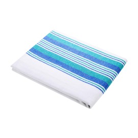 Clara Jones Flannel Blanket | Durable, Soft, Practical, Comfortable and Luxurious | Natural and White Fabric with Colour Stripes | 72 x 90 inches (Blue / Green Stripes, 1)