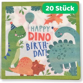 DIWULI Children's Birthday Napkins Dinosaur Pack of 20