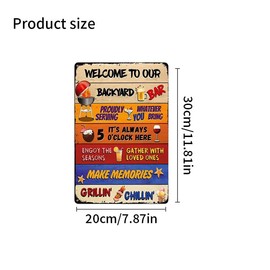 DWUENT Metal Garden Signs 20x30cm - Weatherproof Welcome Sign with Tropical Motifs for BBQ Areas, Patio & Outdoor Décor (Tiki Ornament Style)