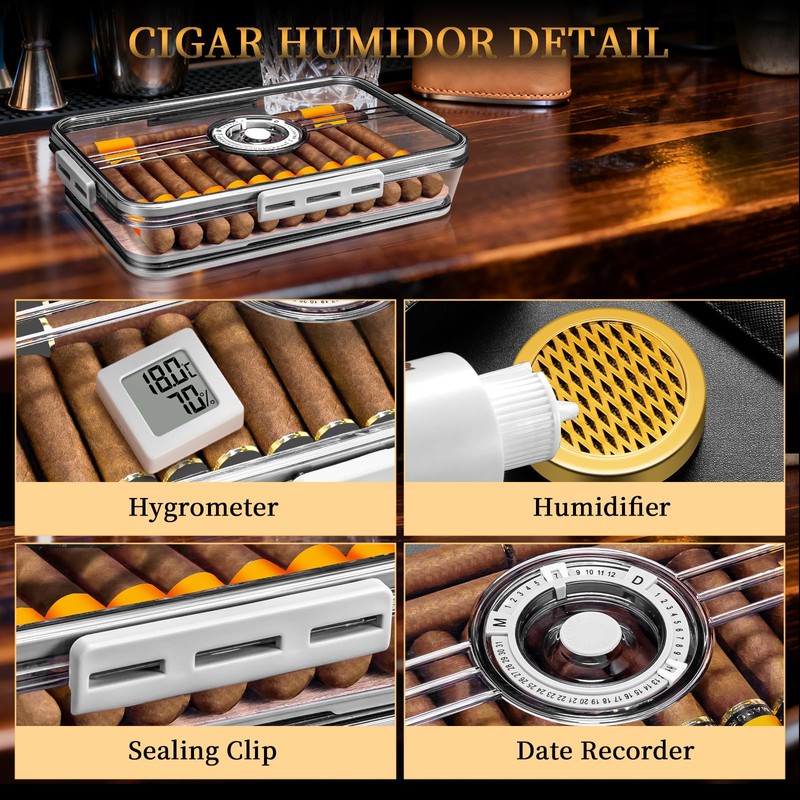 Cigar Humidor Clear Acrylic Humidor Spanish Cedar Plank, Cigar Case