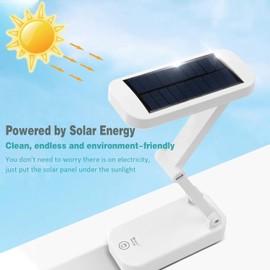 keeda Solar Foldable Desk Lamp, Portable Dimmable LED Reading Lamp with Solar & USB Charging Port for Student Bedside Night Light Cordless Table lamp for Office, Bedroom, Travel, Emergency (White)