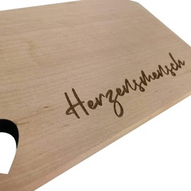 KATINGA Breakfast Board with Heart Cut-Out with Engraving (Herzensmensch)