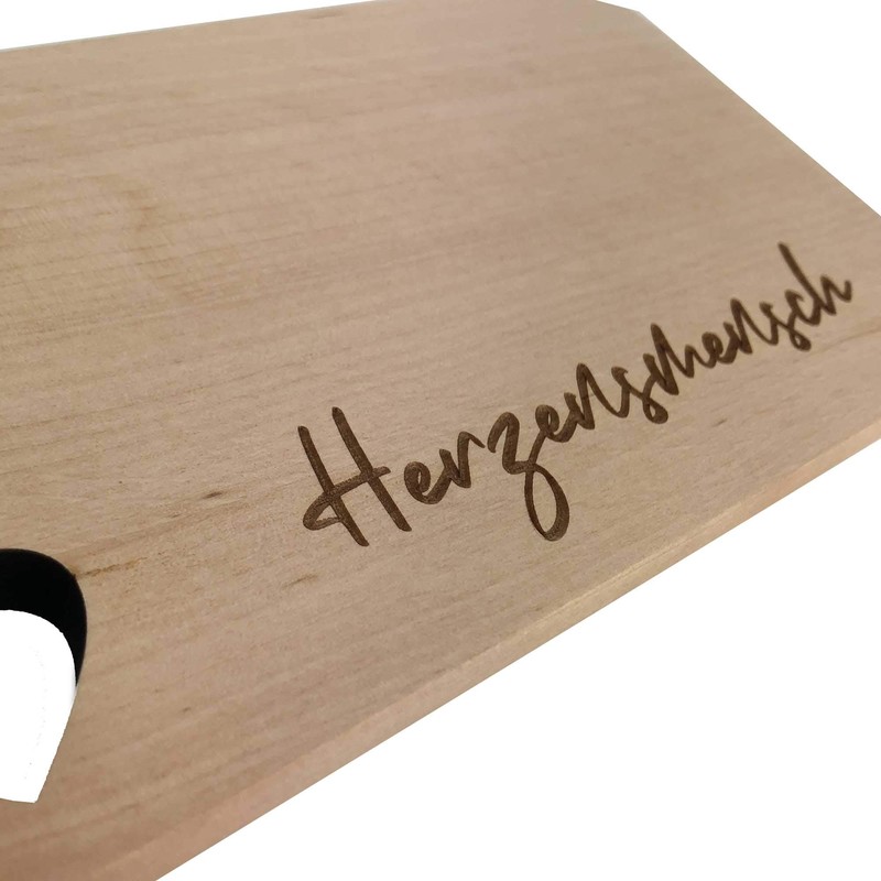 KATINGA Breakfast Board with Heart Cut-Out with Engraving (Herzensmensch)