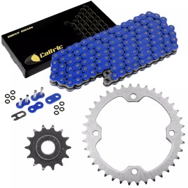 Caltric Blue Drive Chain & Sprockets Kit for Yamaha Raptor 250 YFM250 2008 2009 - 2013