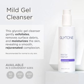 Glytone Mild Gel Cleanser - Exfoliating Face Wash for Normal to Combination Skin - With 4.7% Pure Glycolic Acid - Vegan & Fragrance-Free - 6.7 fl. oz.