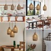 LISLIBE 3 Pack Rattan Pendant Light, 7.9” Handmade Wicker Pendant