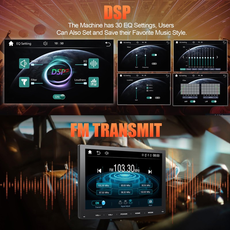 Portable Wireless Apple Carplay Car Stereo&Android Auto,1080P Backup Camera, GPS