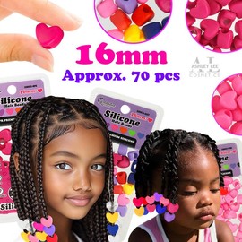 2 Pack Heart Shaped Silicone Hair Beads – 70 PCS 16mm, Premium Soft Rubber, Noiseless, Painless, Light for Women Girls Stylish Braiding:_Royal Blue