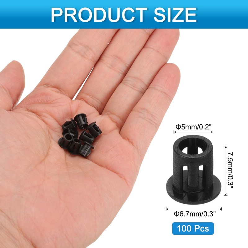 sourcing map 100pcs Nylon Plastic Hole Plugs, 1/5"(5mm) Round Drill