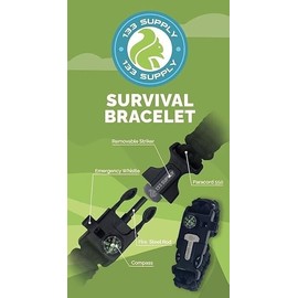 133 SUPPLY 2 PK Survival Paracord Bracelet Compass Hiking  Whistle Fire Starter