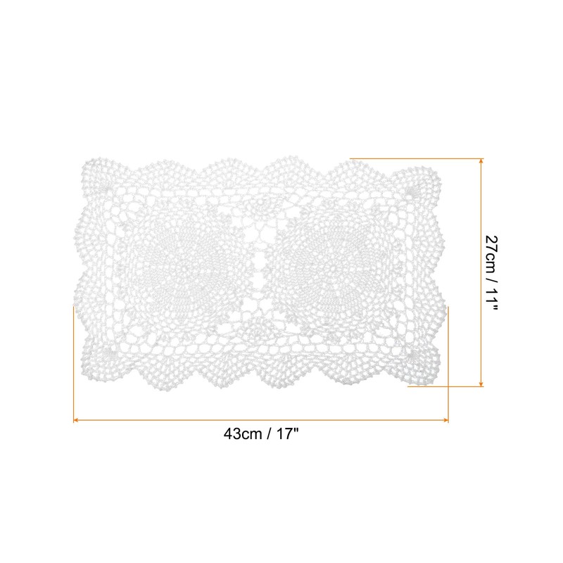 sourcing map 17x11 Inch Handmade Crochet Doilies, Polyester Cotton Table