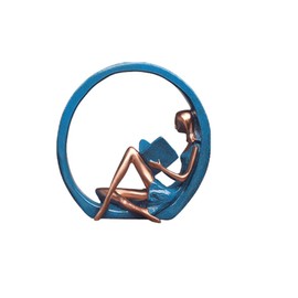 Garneck Reading Girl Figurine Resin Abstract Lady Statue Figure Model Hollow Out Circle Women Art Craft Collectible Sculpture Ornament for Desktop Porch Decor