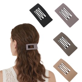 Wanciler 4 PCS Flat Hair Claw Clips for Women French Flat Square Clips for Thick Medium Thin Hair, Strong Hold No Slip Hair Accessories for Women and Girls（Neutral）