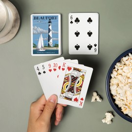 Lantern Press Beaufort, North Carolina, Cape Lookout Lighthouse (52 Playing Cards, Poker Size Card Deck with Jokers)