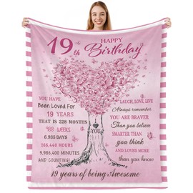 CAPRIFIC Gifts for 19 Year Old Girls 19 Year Old Girl Birthday Gifts 19th Birthday Decorations Blanket Teenage Girls 19th Birthday Gifts for 19 Year Old Daughter Bestie Sister（50 * 60inch）