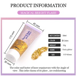 Go Ho White Silver and Gold Body Glitter Set,Singer Concerts Face Glitter Gel Makeup,Holographic Long Lasting Chunky Sequins Glitters for Eye Lip Hair Nails,Festival Rave Accessories