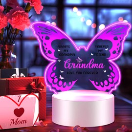 Johiux Christmas Gifts for Grandma,Birthday Gifts for Grandma from Grandchildren, Best Grandma Ever Gift,Butterfly Gifts with Beautiful Gift Box,Grandma Gifts Room Decorative Ideas Night Light.