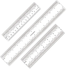 3 PCS 6 Inch /12Inch Clear Acrylic Ruler Zero-Centering Ruler with Inches & Metric Measuring Tool 12" and 6" Inch Straight Edge Rulers for Scrapbooking Card-Making Student School Office Home Tool
