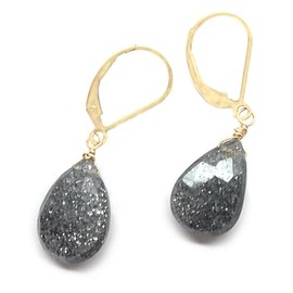 Black Sunstone Briolette14 Kt. Gold Filled Lever Back Earrings