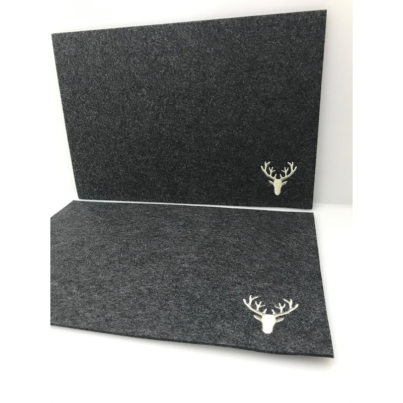 CH Trading Felt Deer Rectangular Placemats in Dark Grey with
