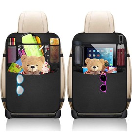 BLYPHOO Premium Backseat Organizer for Kids 2 Pack, Heavy Duty Waterproof and Stain Resistant Kick Mats Back Seat Protector, Durable Backseat Car Organizer with Tablet Holder+Storage