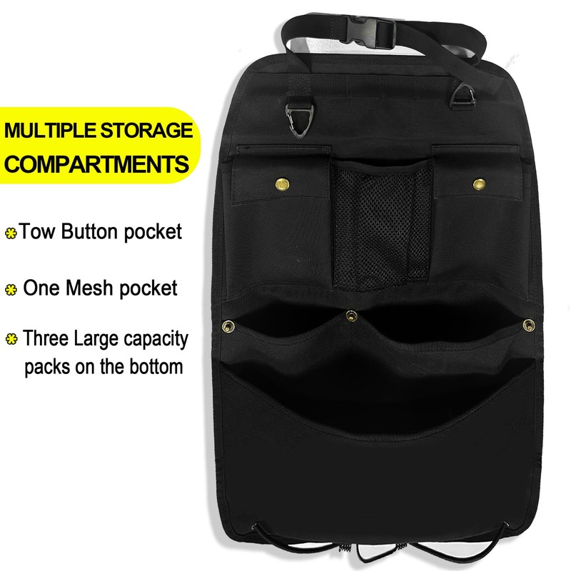 BEATUNEE Black Car Seat Back Organizer with Multiple Pockets and
