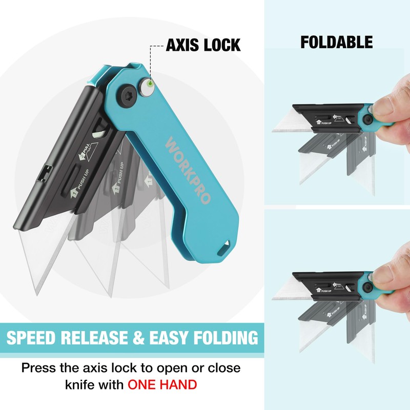 WORKPRO 2PCS EDC Folding Utility Knife, Mini Box Cutter with