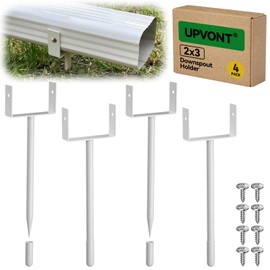 UPVONT 2x3 Downspout Extension Bracket, Gutter Downspout Holder 2x3 Horizontal, Longer Downspout Anchor, Durable White Outdoor Coating Downspout Stake (4 Pack)