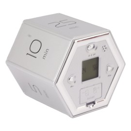Hex Flip Timer with Mute Alarm Function Magnetic Time Management Cube Timer with LCD Screen for Cooking Studying Working Silver