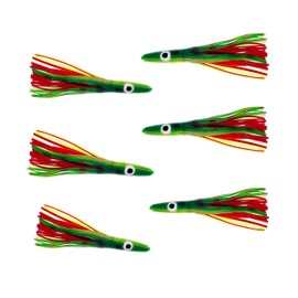 6" Tuna Clone Lures, 6 Pcs Mexican Flag Unrigged, for Offshore Saltwater Trolling, Includes Skirted Bodies, Ideal for Tuna, Mahi, Wahoo & Multi-Species Game Fishing