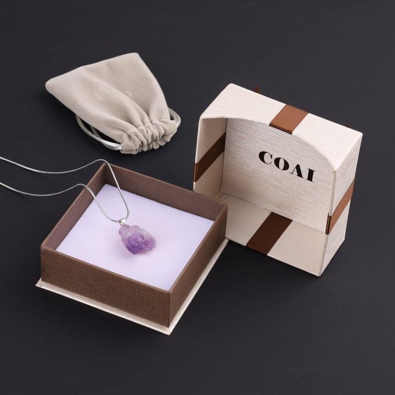 COAI Unisex Amethyst Pendant Necklace, amethyst, Amethyst
