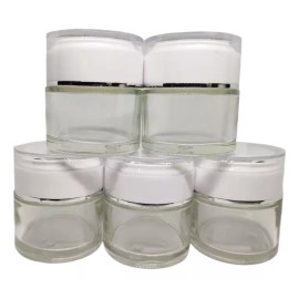 Meliars Pomadera De Cristal 60 Grs / 2 Onzas Blanca /plata (30 Pzs)