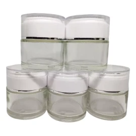 Meliars Pomadera De Cristal 60 Grs / 2 Onzas Blanca /plata (30 Pzs)