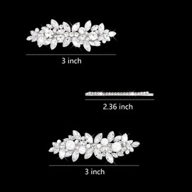 YISSION 6 Pcs Rhinestone Hair Clips Crystal Hair Barrettes with Pearl Silver Hair Clips Decorative Bobby Pins Wedding Bridal Hair Accessories for Women Girls