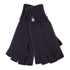 HEAT HOLDERS Fingerless Women's Warm Winter Gloves Colourful Thermal Gloves Without Fingers with Fleece Lined (One Size, Navy Solid), Navy Solid