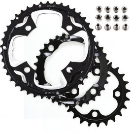 BUCKLOS 64/104 BCD Bike Chainring Set with Pin, Steel CNC Alloy Double/Triple MTB Chainring 22T 24T 26T 32T 38T 42T 44T 4 Bolts Mountain Bicycle Chainrings 8 9 10 Speed Compatible
