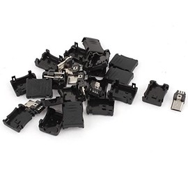 uxcell a15061700ux0139 10PCS 5-Pin Micro USB Type B Male Connector w Plastic Cover for DIY (Pack of 10)