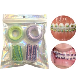 2 Color Mixed Dental Orthodontic Ligature Ties Kits Teeth Braces Power Chain Combo Kits (Power Chain : Long)