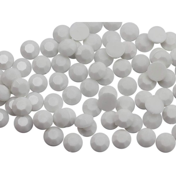 Allstarco 500PCS 8mm SS40 White Chalk .h210 Acrylic Flat Back