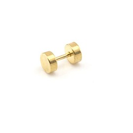 Vault 101 Limited Single 316L Stainless Steel Fake Cheater Screw Ear Plug Earring Stud Stretcher 1.2mm (Gold, 5 MM)