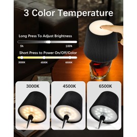 TechKen Pack of 2 LED Bottle Lamps, Lamp Bottle Attachment Dimmable Bottle Light Attachment 5200 mAh LED Lampshade for Bottles Lamp for Indoor Outdoor Restaurant Bar