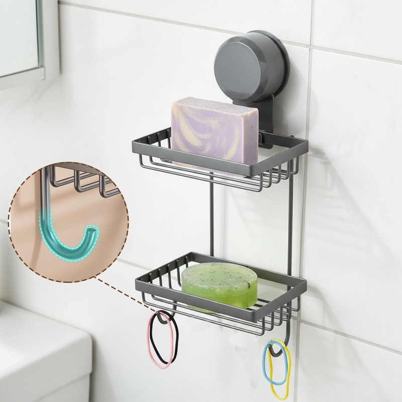 Shampoo Bar Holder for Shower, 2-Tier Carbon Steel Soap Dish